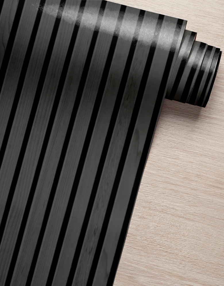 Papel de Parede Madeira Ripada Preta