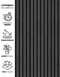 KIT DE 6 ROLOS - 3,00m x 50cm - Papel de Parede Madeira Ripada Preta