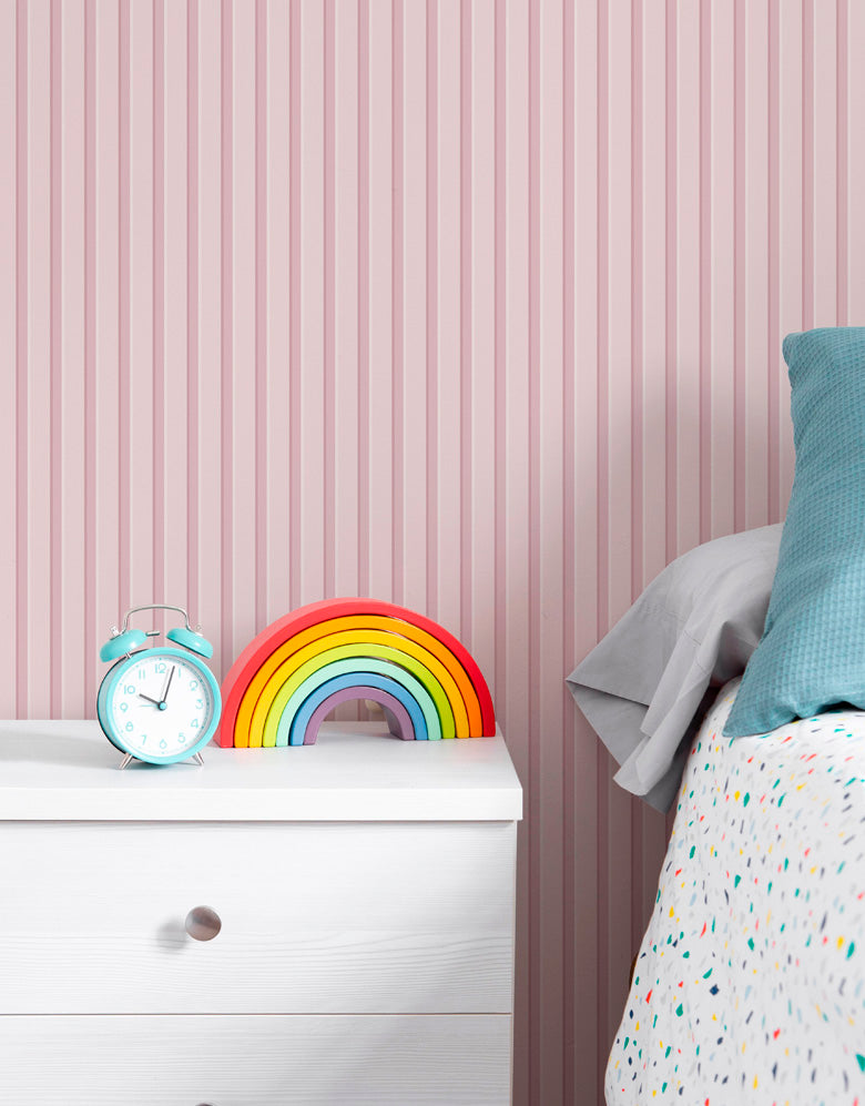 Papel de Parede Madeira Ripada Rosa