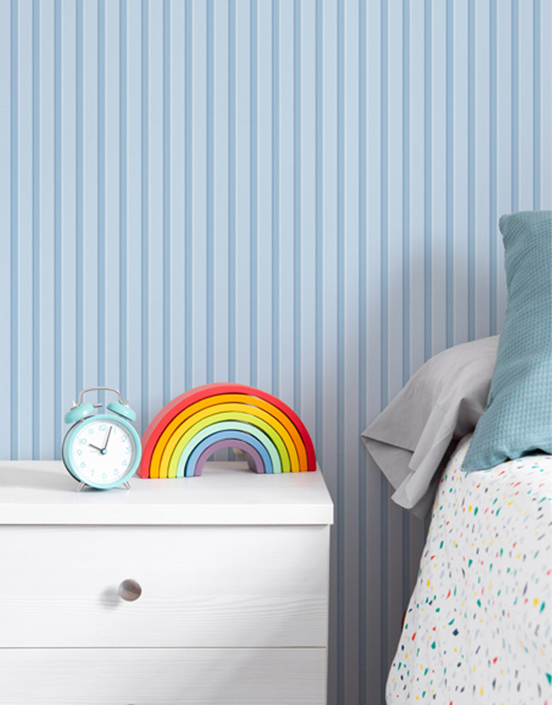 Papel de Parede Adesivo Madeira Ripada Azul Bebê