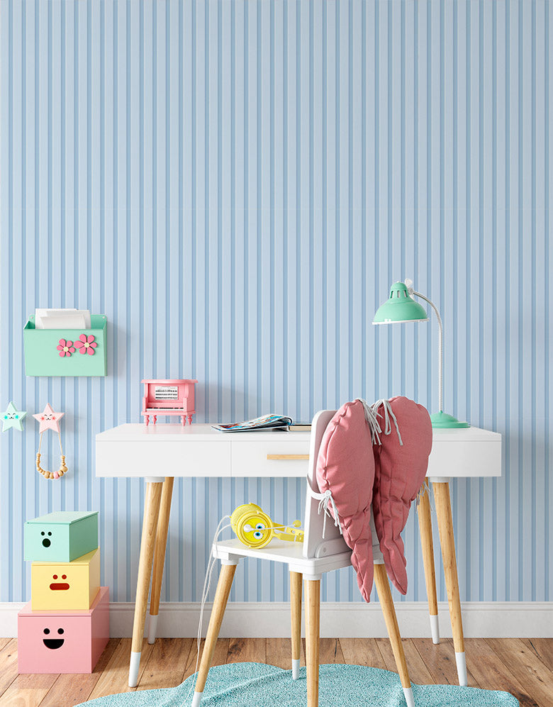 Papel de Parede Adesivo Madeira Ripada Azul Bebê