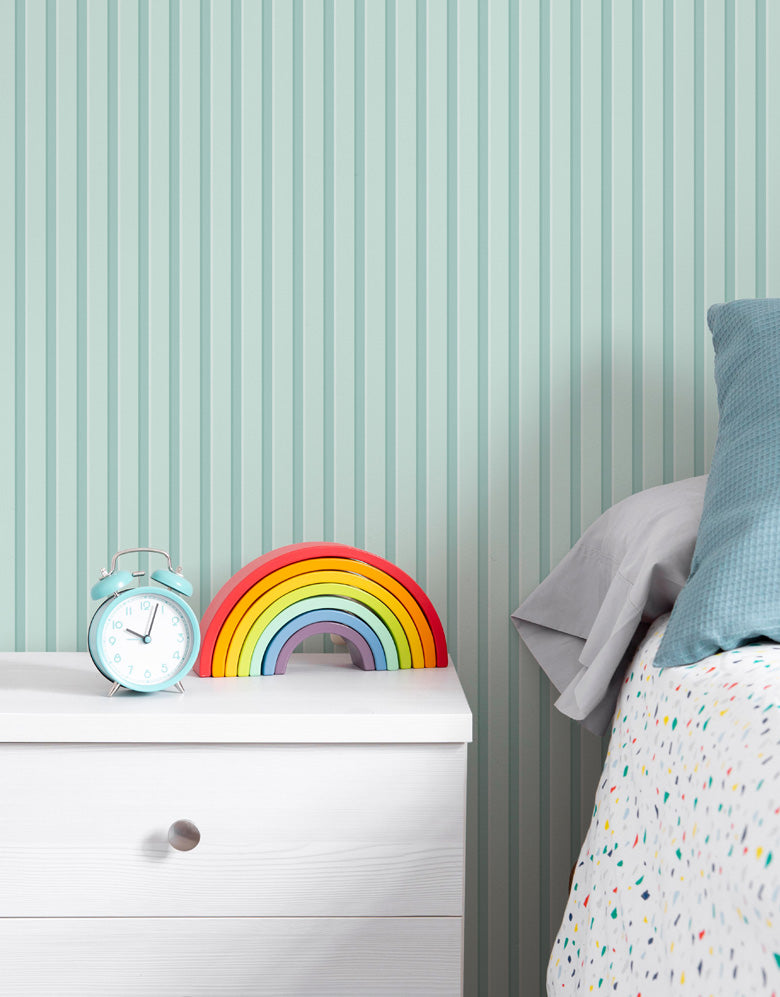 Papel de Parede Madeira Ripada Verde Menta