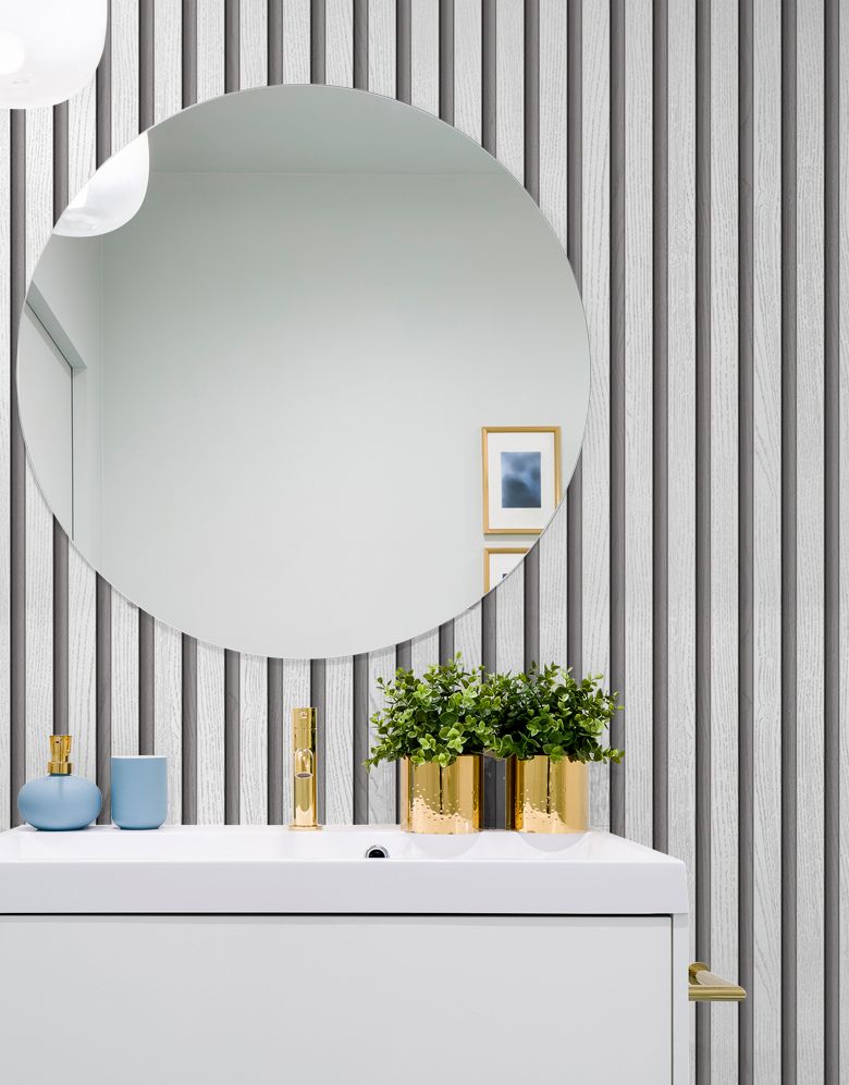 Papel de Parede Madeira Ripada Fina Vanilla