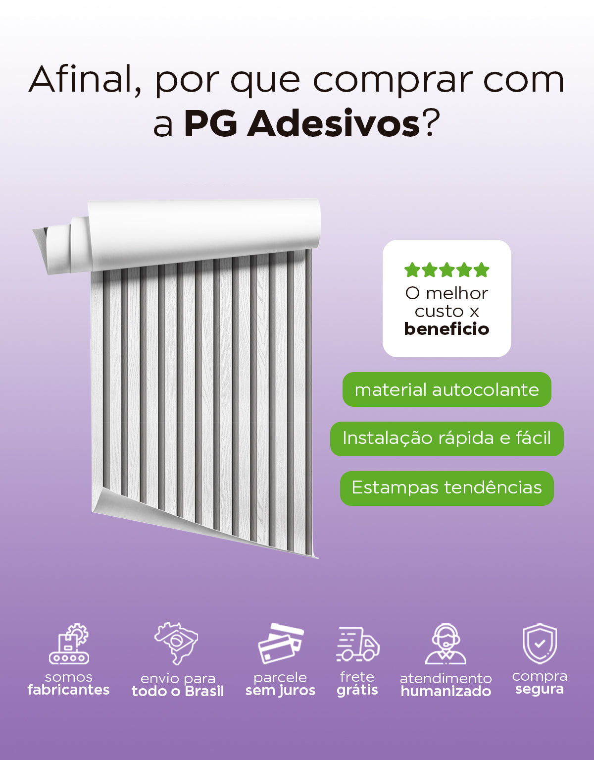KIT DE 7 ROLOS - 1,00m x 50cm - Papel de Parede Madeira Ripada Fina Vanilla