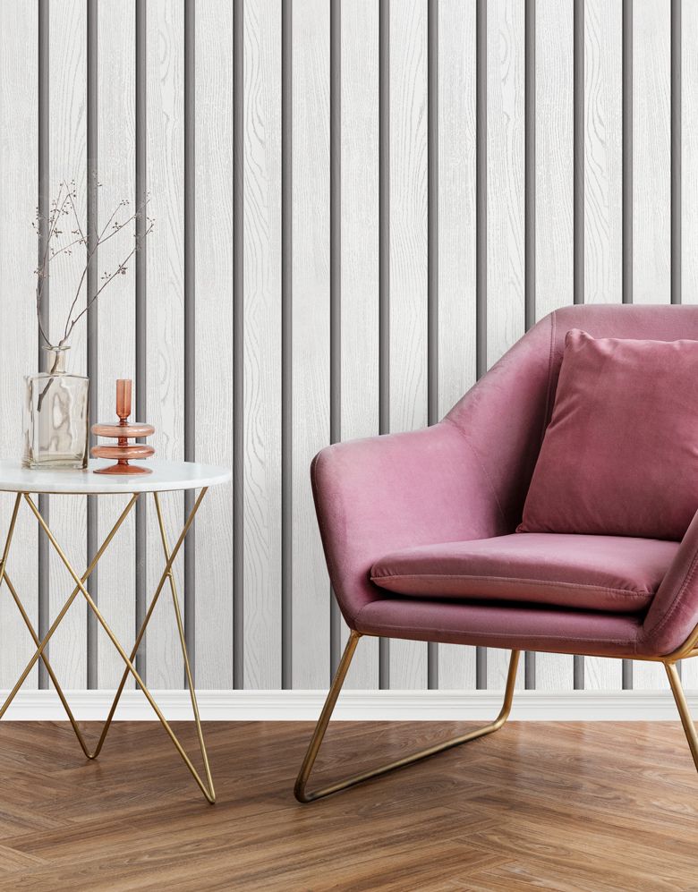 Papel de Parede Madeira Ripada Larga Vanilla