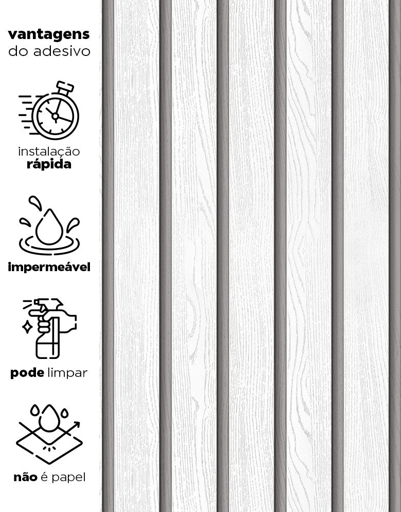 Papel de Parede Madeira Ripada Larga Vanilla