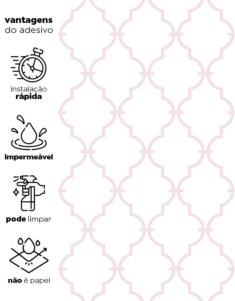 KIT DE 3 ROLOS - 3,00m x 50cm - Papel de Parede Adesivo Aurora Rosa