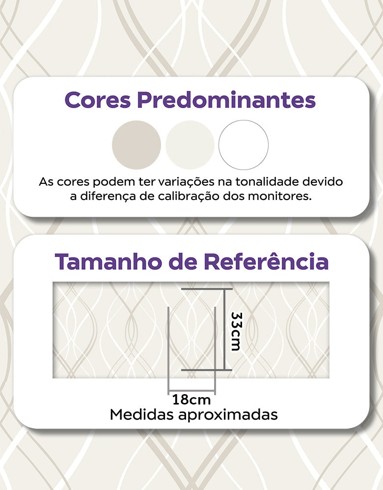 KIT DE 4 ROLOS - 3,00m x 50cm - Papel de Parede Adesivo Fine Lines Bege