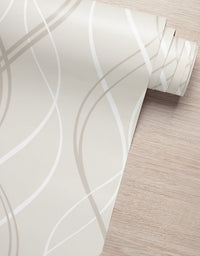 KIT DE 4 ROLOS - 3,00m x 50cm - Papel de Parede Adesivo Fine Lines Bege