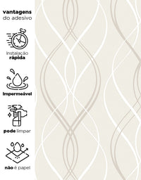KIT DE 4 ROLOS - 3,00m x 50cm - Papel de Parede Adesivo Fine Lines Bege