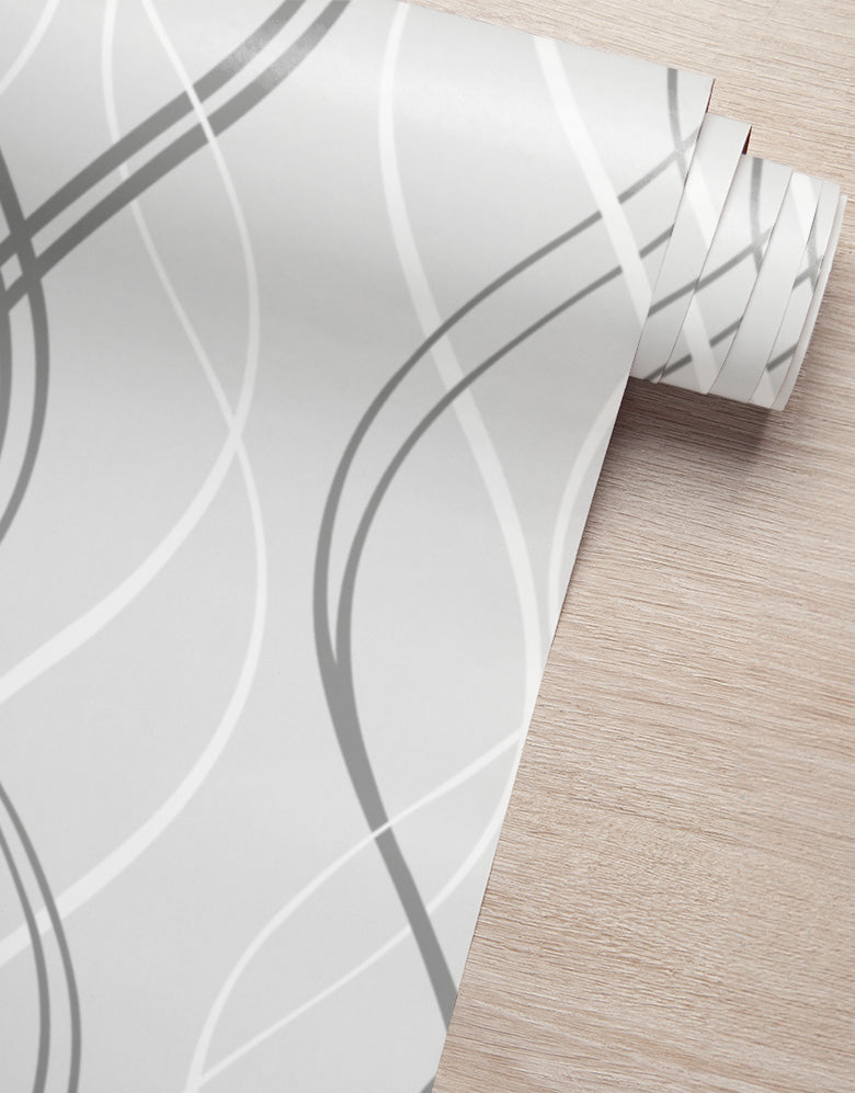 Papel de Parede Adesivo Fine Lines Cinza