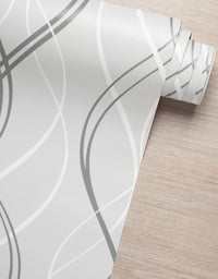 Papel de Parede Adesivo Fine Lines Cinza