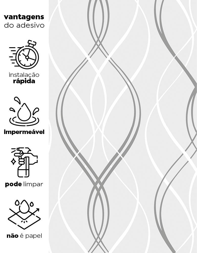 Papel de Parede Adesivo Fine Lines Cinza