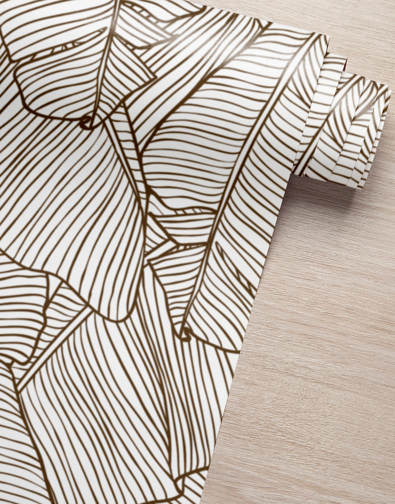 Papel De Parede Folha De Bananeira Marrom Adesivo