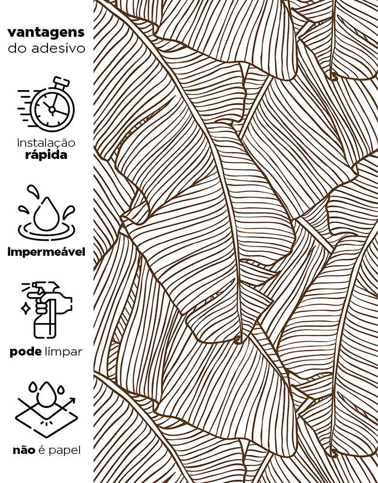 Papel De Parede Folha De Bananeira Marrom Adesivo
