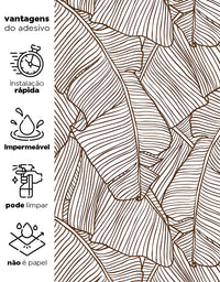 Papel De Parede Folha De Bananeira Marrom Adesivo 1,00m x 50cm