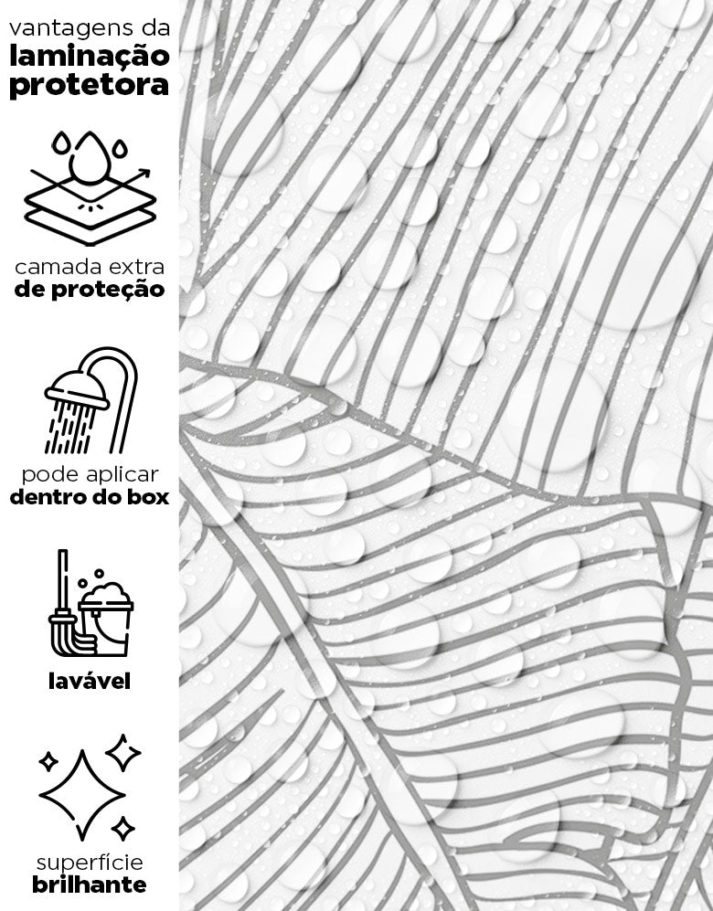 KIT DE 5 ROLOS - 2,50m x 50cm - Papel de Parede Adesivo Folha de Bananeira Cinza