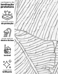 KIT DE 5 ROLOS - 2,50m x 50cm - Papel de Parede Adesivo Folha de Bananeira Cinza