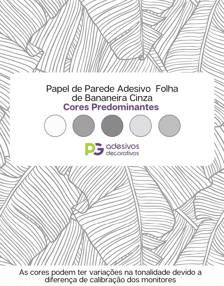 Papel de Parede Adesivo Folha de Bananeira Cinza