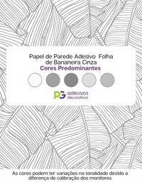 Papel de Parede Adesivo Folha de Bananeira Cinza