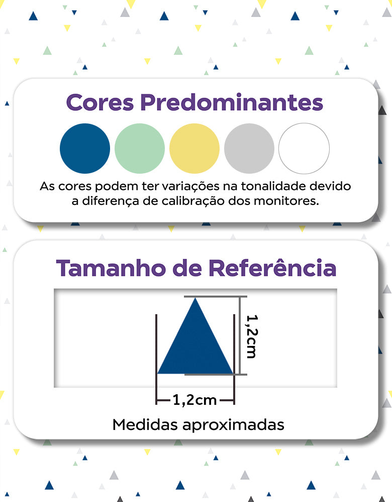 KIT DE 3 ROLOS - 3,00m x 50cm - Papel de Parede Adesivo Triângulos Baby