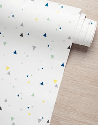 KIT DE 3 ROLOS - 3,00m x 50cm - Papel de Parede Adesivo Triângulos Baby