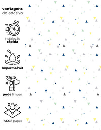 KIT DE 3 ROLOS - 3,00m x 50cm - Papel de Parede Adesivo Triângulos Baby