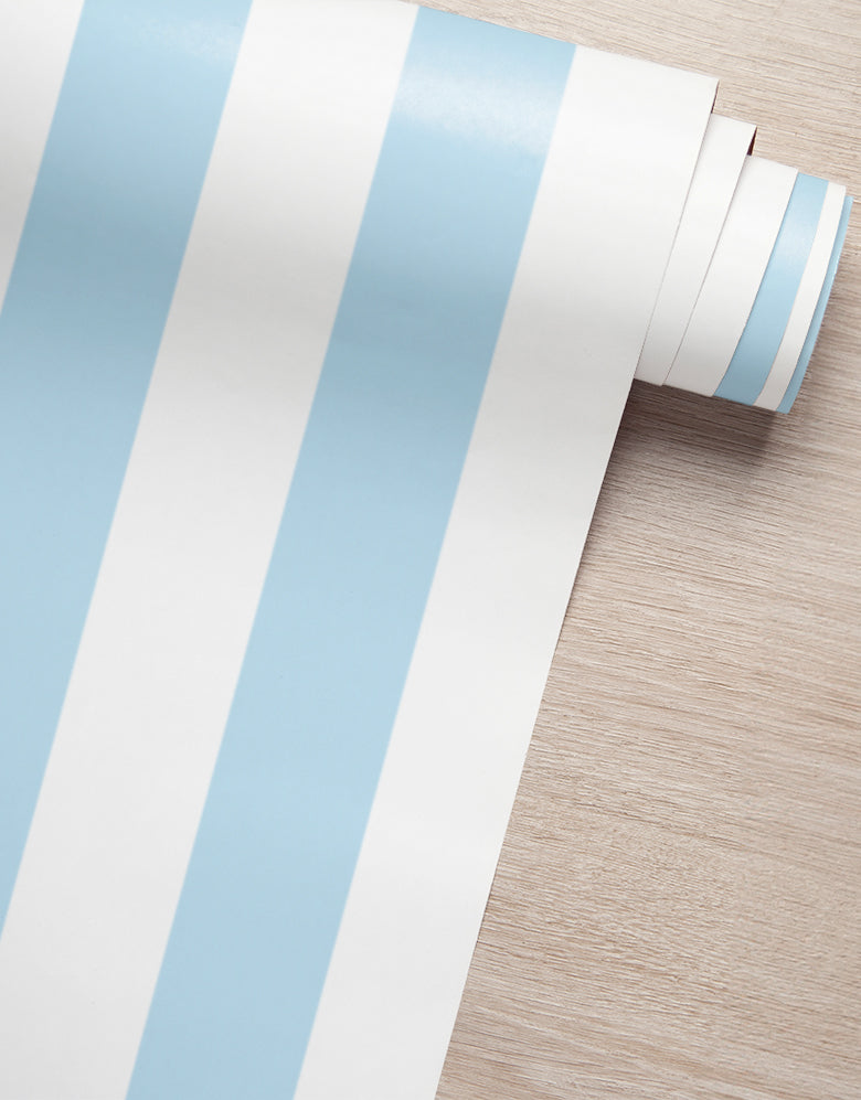 KIT DE 6 ROLOS - 1,50m x 50cm - Papel de Parede Adesivo Listras Azuis Claras