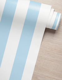 KIT DE 6 ROLOS - 1,50m x 50cm - Papel de Parede Adesivo Listras Azuis Claras