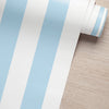 KIT DE 6 ROLOS - 1,50m x 50cm - Papel de Parede Adesivo Listras Azuis Claras