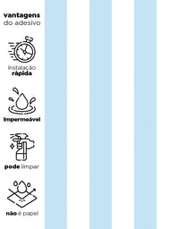 Papel de Parede Adesivo Listras Azuis Claras