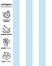 KIT DE 6 ROLOS - 1,50m x 50cm - Papel de Parede Adesivo Listras Azuis Claras