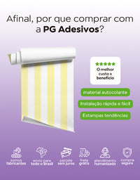 KIT DE 4 ROLOS - 3,00m x 50cm - Papel de Parede Adesivo Listras Amarelas