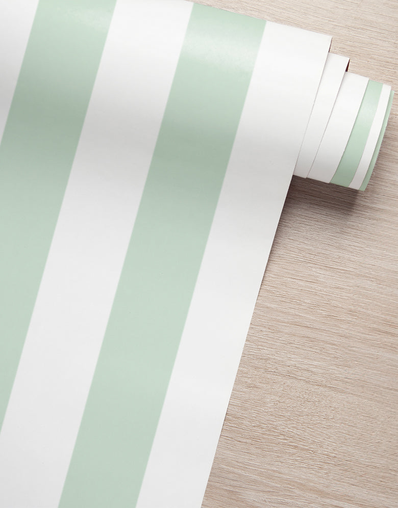 KIT DE 5 ROLOS - 2,50m x 50cm - Papel de Parede Adesivo Listras Verdes