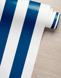KIT DE 5 ROLOS - 1,50m x 50cm - Papel de Parede Adesivo Listras Azul Marinho