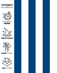 Papel de Parede Adesivo Listras Azul Marinho