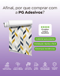KIT DE 2 ROLOS - 3,00m x 50cm - Papel de Parede Adesivo Chevron Invertido