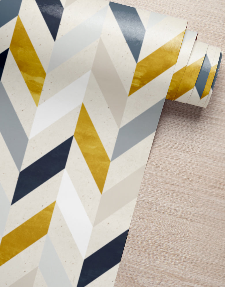 KIT DE 2 ROLOS - 3,00m x 50cm - Papel de Parede Adesivo Chevron Invertido