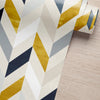 KIT DE 2 ROLOS - 3,00m x 50cm - Papel de Parede Adesivo Chevron Invertido