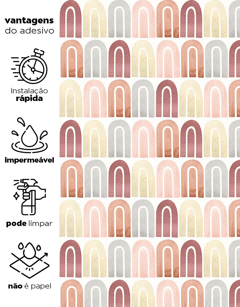Papel de Parede Adesivo Boho Chic Arco Íris