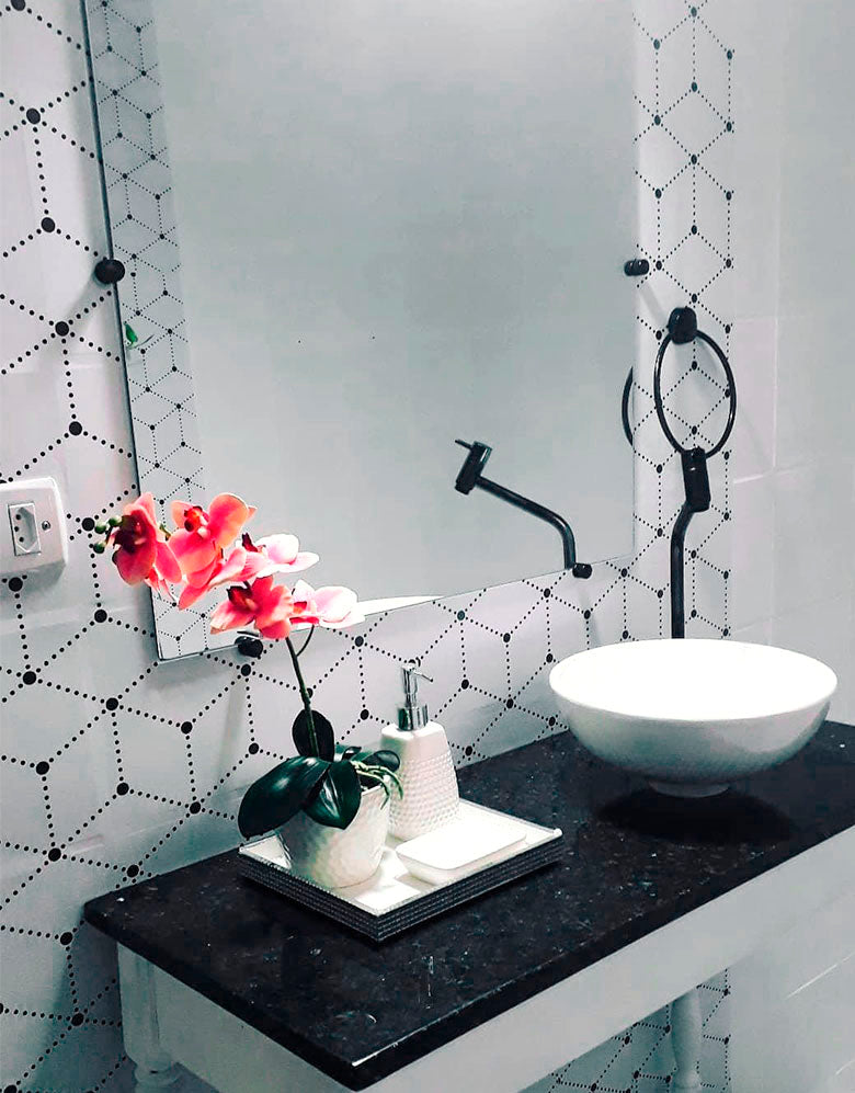 Adesivo Papel de Parede Grid Cubes