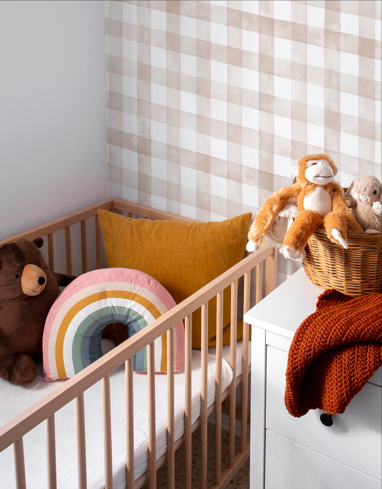 Papel de Parede Adesivo Xadrez Vichy Aquarela Nude