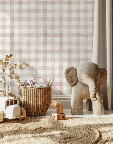 Papel de Parede Adesivo Xadrez Vichy Aquarela Nude