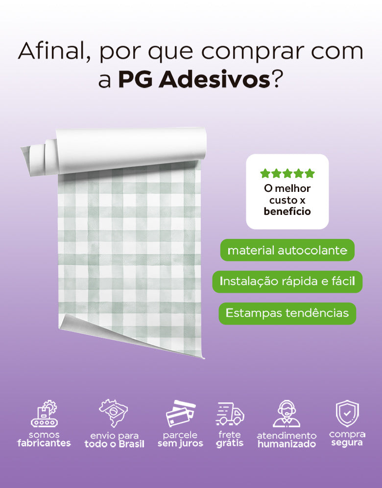 Papel de Parede Adesivo Xadrez Vichy Aquarela Verde Menta