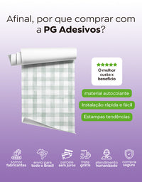 KIT DE 7 ROLOS - 3,00m x 50cm - Papel de Parede Adesivo Xadrez Vichy Aquarela Verde Menta