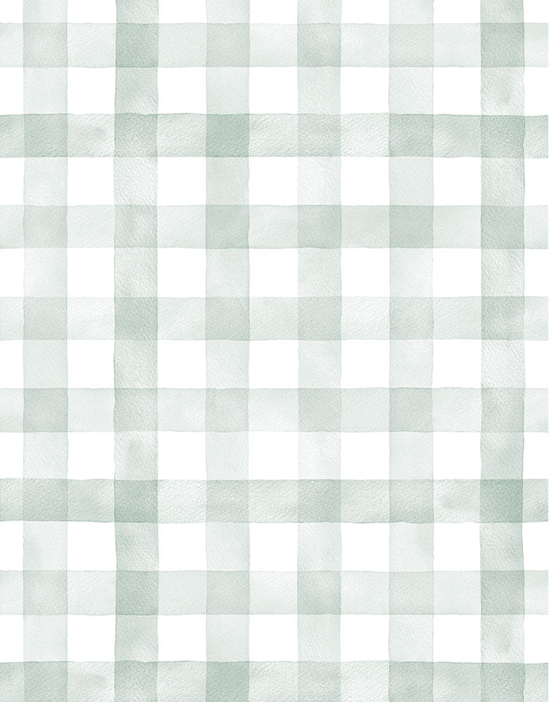 KIT DE 7 ROLOS - 3,00m x 50cm - Papel de Parede Adesivo Xadrez Vichy Aquarela Verde Menta