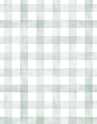 KIT DE 7 ROLOS - 3,00m x 50cm - Papel de Parede Adesivo Xadrez Vichy Aquarela Verde Menta