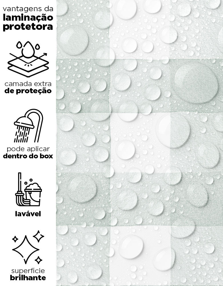 KIT DE 2 ROLOS - 2,50m x 50cm - Papel de Parede Adesivo Xadrez Vichy Aquarela Verde Menta