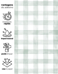Papel de Parede Adesivo Xadrez Vichy Aquarela Verde Menta