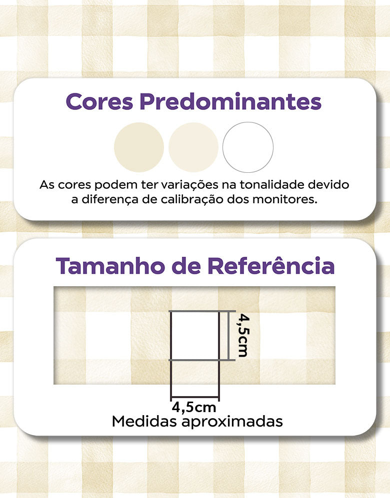KIT DE 4 ROLOS - 1,00m x 50cm - Papel de Parede Adesivo Xadrez Vichy Aquarela Amarela